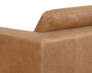Sunpan IRA Sofa - Luxurious Camel Leather with Gold Base, Modern Design & Ultimate Comfort for Living Spaces 111478