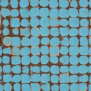 Baxton Studio bali Nitza Bohemian Blue Coconut Shell & Acacia Wood Coffee Table – Handcrafted Island Elegance Piedras-Blue Coconut Tiled-CT