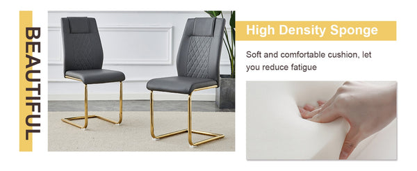 English Elm Table Set: Modern Minimalist Round Glass Dining Table With Elegant Dark Gray Pu Leather Chairs W1151S01716-GIGA