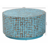 bali & pari Kaloni Bohemian Sky Blue Coconut Shell and Acacia Wood Coffee Table