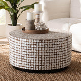 bali & pari Kaloni Bohemian Ivory Coconut Shell and Acacia Wood Coffee Table