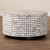 bali & pari Kaloni Bohemian Ivory Coconut Shell and Acacia Wood Coffee Table