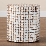 bali & pari Juliette Bohemian Ivory Coconut Shell and Acacia Wood End Table