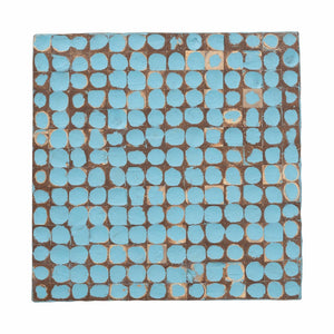 Baxton Studio bali Janella Bohemian Sky Blue Coconut Shell & Acacia Wood End Table - Handcrafted Island Charm Juliette Square-Blue-ET