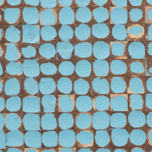 Baxton Studio bali Janella Bohemian Sky Blue Coconut Shell & Acacia Wood End Table - Handcrafted Island Charm Juliette Square-Blue-ET