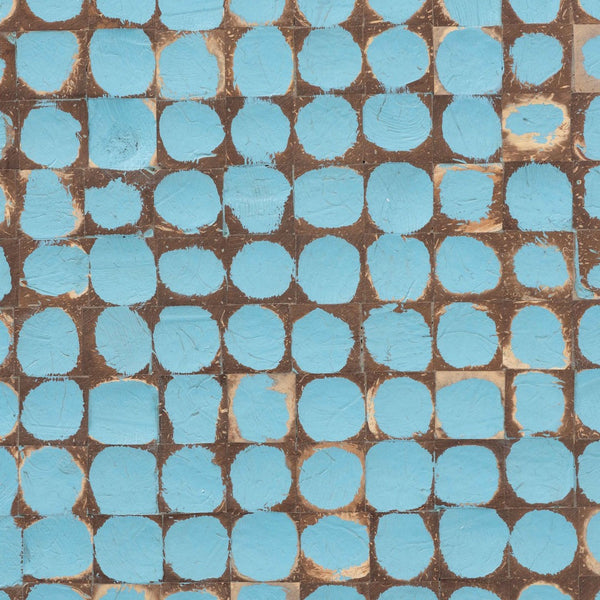 Baxton Studio bali Janella Bohemian Sky Blue Coconut Shell & Acacia Wood End Table - Handcrafted Island Charm Juliette Square-Blue-ET