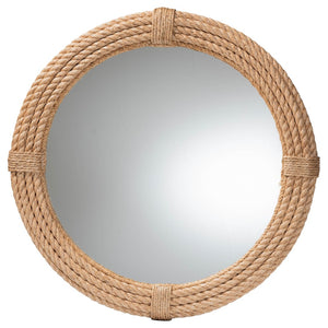 Baxton Studio bali Manila Bohemian Woven Rope Accent Wall Mirror – Handcrafted Round Design for Any Space Decor Manila Round Rope-Mirror