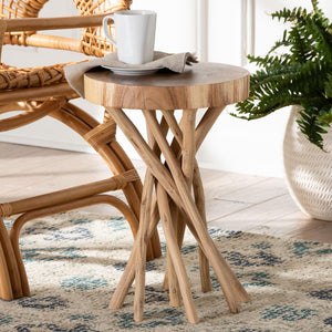 Baxton Studio bali Bali Liberte Natural Teak Wood End Table - Handcrafted Bohemian Accent Piece for Stylish Interiors Liberte-Wooden-ET