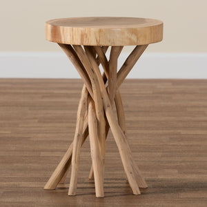 Baxton Studio bali Bali Liberte Natural Teak Wood End Table - Handcrafted Bohemian Accent Piece for Stylish Interiors Liberte-Wooden-ET