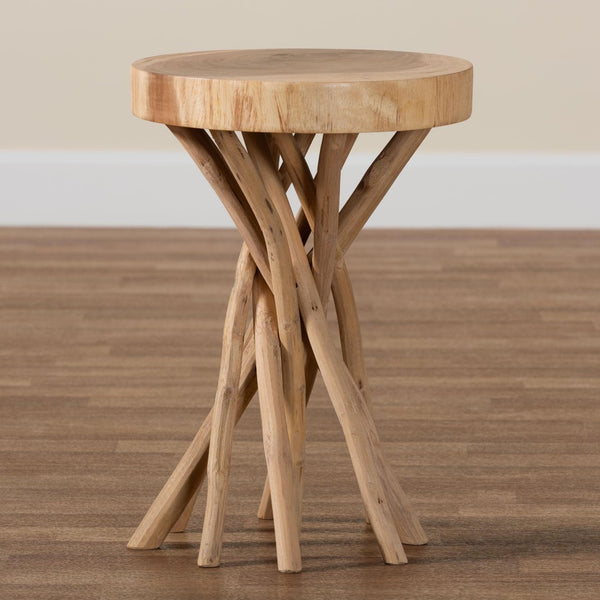 Baxton Studio bali Bali Liberte Natural Teak Wood End Table - Handcrafted Bohemian Accent Piece for Stylish Interiors Liberte-Wooden-ET
