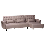 Baxton Studio Chesterfield Retro-Modern Clay Fabric Upholstered Convertible Sleeper Sofa