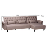 Baxton Studio Chesterfield Retro-Modern Clay Fabric Upholstered Convertible Sleeper Sofa