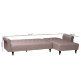 Baxton Studio Chesterfield Retro-Modern Clay Fabric Upholstered Convertible Sleeper Sofa