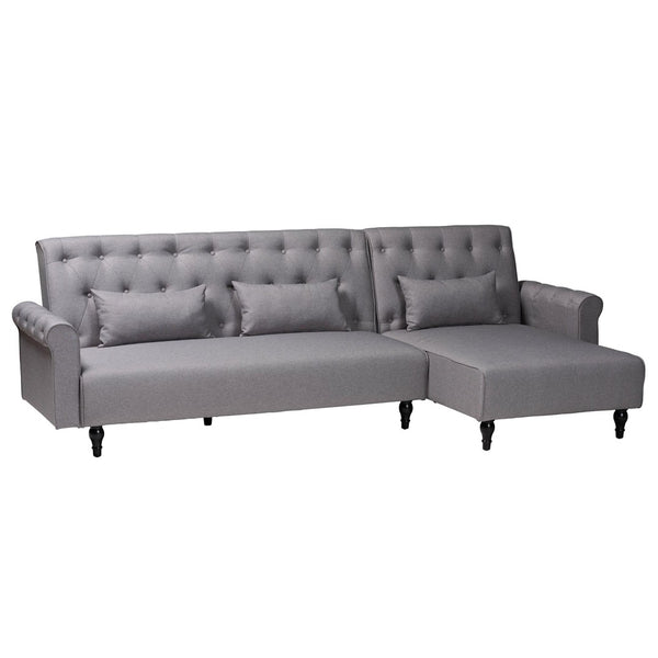 Baxton Studio Baxton Studio Chesterfield Grey Fabric Convertible Sleeper Sofa with Pillows & Click-Clack Design Chesterfield-Slate Grey-RFC
