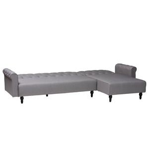Baxton Studio Baxton Studio Chesterfield Grey Fabric Convertible Sleeper Sofa with Pillows & Click-Clack Design Chesterfield-Slate Grey-RFC