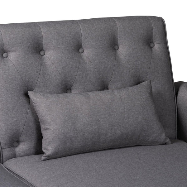 Baxton Studio Baxton Studio Chesterfield Grey Fabric Convertible Sleeper Sofa with Pillows & Click-Clack Design Chesterfield-Slate Grey-RFC