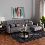 Baxton Studio Chesterfield Retro-Modern Slate Grey Fabric Upholstered Convertible Sleeper Sofa