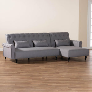 Baxton Studio Baxton Studio Chesterfield Grey Fabric Convertible Sleeper Sofa with Pillows & Click-Clack Design Chesterfield-Slate Grey-RFC