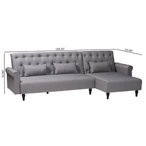 Baxton Studio Baxton Studio Chesterfield Grey Fabric Convertible Sleeper Sofa with Pillows & Click-Clack Design Chesterfield-Slate Grey-RFC