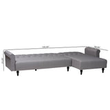 Baxton Studio Chesterfield Retro-Modern Slate Grey Fabric Upholstered Convertible Sleeper Sofa