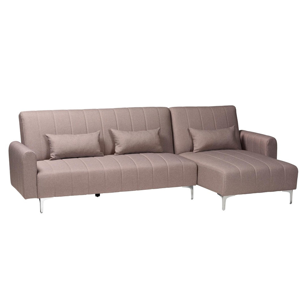 Baxton Studio Baxton Studio Lanoma Convertible Sleeper Sofa - Stylish Clay Upholstery with Tufted Cushions & Pillows Lanoma-Clay-RFC