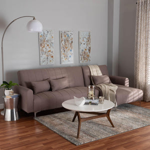 Baxton Studio Baxton Studio Lanoma Convertible Sleeper Sofa - Stylish Clay Upholstery with Tufted Cushions & Pillows Lanoma-Clay-RFC