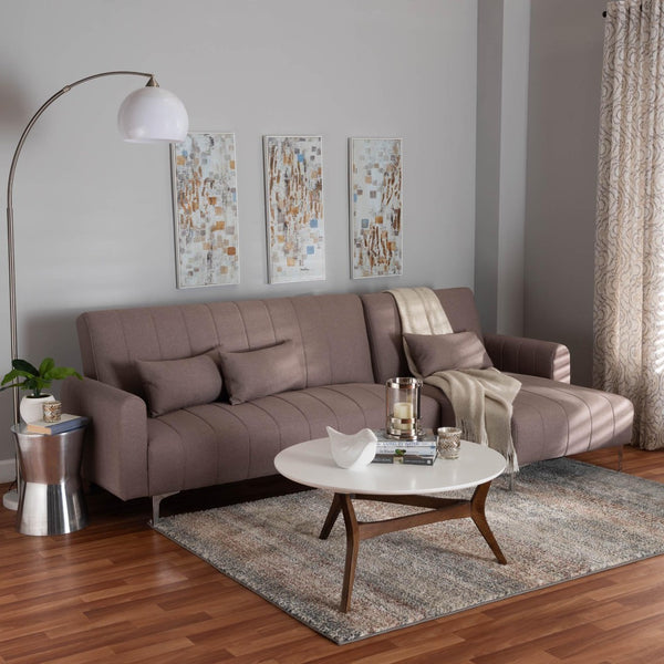 Baxton Studio Baxton Studio Lanoma Convertible Sleeper Sofa - Stylish Clay Upholstery with Tufted Cushions & Pillows Lanoma-Clay-RFC