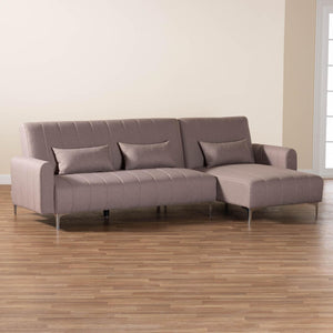 Baxton Studio Baxton Studio Lanoma Convertible Sleeper Sofa - Stylish Clay Upholstery with Tufted Cushions & Pillows Lanoma-Clay-RFC