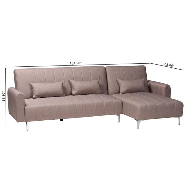 Baxton Studio Baxton Studio Lanoma Convertible Sleeper Sofa - Stylish Clay Upholstery with Tufted Cushions & Pillows Lanoma-Clay-RFC