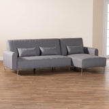 Baxton Studio Lanoma Contemporary Slate Grey Fabric Upholstered Convertible Sleeper Sofa