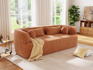 English Elm [new]86" Chenille Cloud Sofa Curved Legless 3-seater with Pocket Springs for Living Room Orange N723P404465G