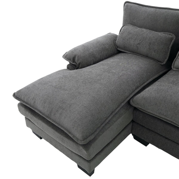 English Elm United We Win U-Shaped Modular Cloud Couch - 4-Seat Chenille Sofa With Double Chaise & Storage Pockets W1568S00215-GIGA