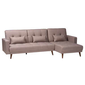 Baxton Studio Claire Contemporary Clay Fabric Upholstered Convertible Sleeper Sofa