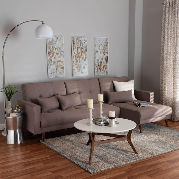 Baxton Studio Baxton Studio Claire Convertible Sleeper Sofa - Stylish Clay Fabric, Retro-Modern Design & Comfort Claire-Clay-RFC