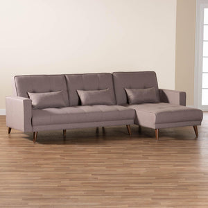 Baxton Studio Baxton Studio Claire Convertible Sleeper Sofa - Stylish Clay Fabric, Retro-Modern Design & Comfort Claire-Clay-RFC