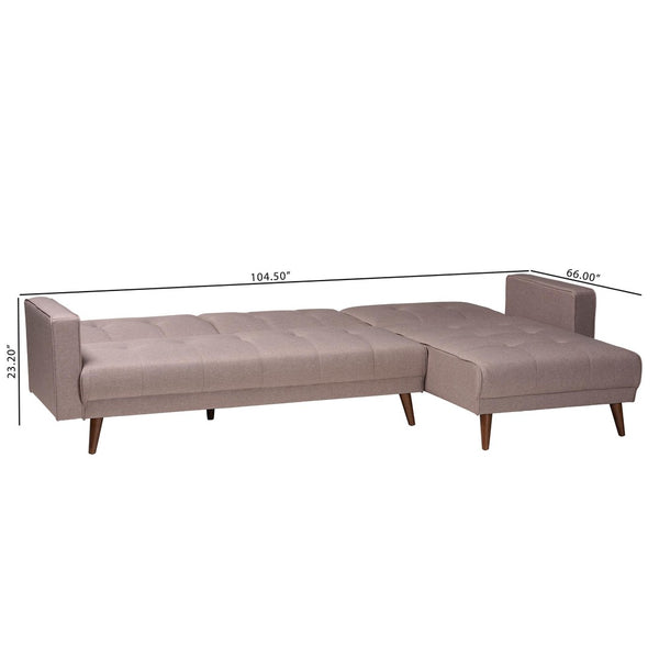 Baxton Studio Baxton Studio Claire Convertible Sleeper Sofa - Stylish Clay Fabric, Retro-Modern Design & Comfort Claire-Clay-RFC