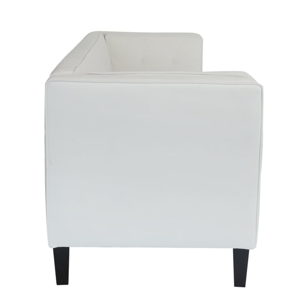 English Elm Christopher Knight Home® - 3-Seater Elegant Tufted Velvet Sofa with Solid Eucalyptus Frame, High-Density Foam Cushions and Dark Wood Legs Ivory N765P165541