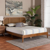 Baxton Studio Fleur Mid-Century Woven Rattan Wood Queen Size Bed