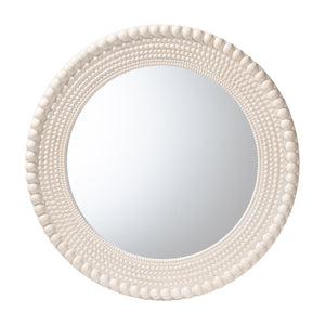Baxton Studio Baxton Studio Grazia Elegant Round Beaded Accent Mirror in Pearl White for Stylish Home Décor JY23A389-Mirror