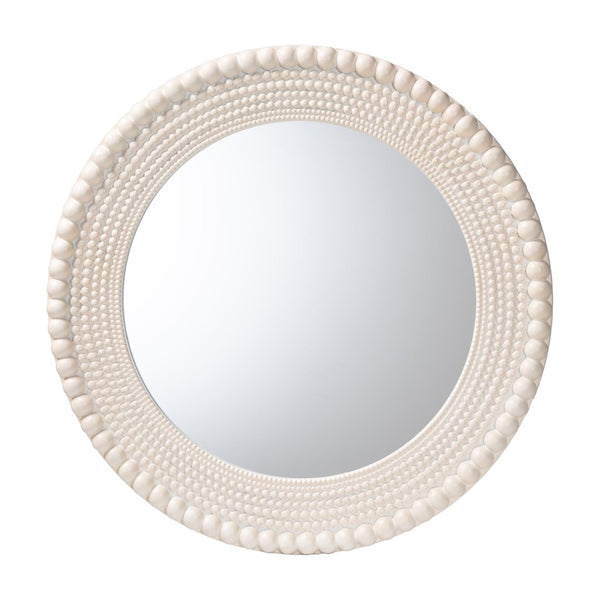 Baxton Studio Baxton Studio Grazia Elegant Round Beaded Accent Mirror in Pearl White for Stylish Home Décor JY23A389-Mirror
