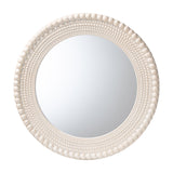 Grazia Modern Round Beaded-framed Accent Mirror in Pearl White