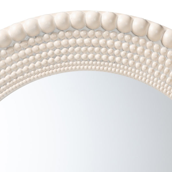 Baxton Studio Baxton Studio Grazia Elegant Round Beaded Accent Mirror in Pearl White for Stylish Home Décor JY23A389-Mirror