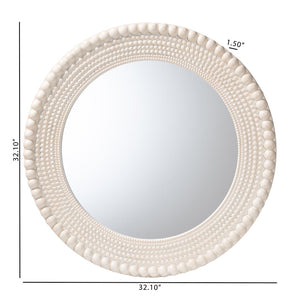 Baxton Studio Baxton Studio Grazia Elegant Round Beaded Accent Mirror in Pearl White for Stylish Home Décor JY23A389-Mirror