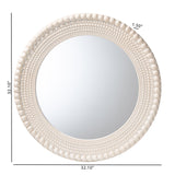 Baxton Studio Grazia Modern Round Beaded-framed Accent Mirror in Pearl White