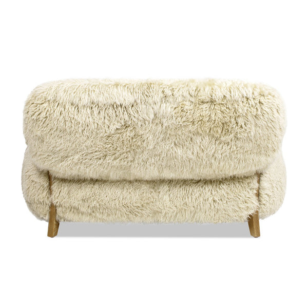 English Elm Jennifer Taylor Home - Enchante Taupe+Natural 52.5" New Zealand Sheepskin Loveseat with Oak Arms, Plush Foam & Spring Comfort B2719P238269