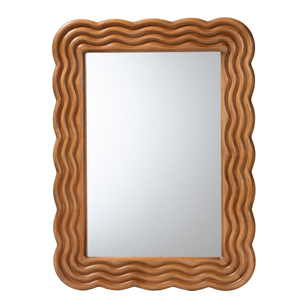 Baxton Studio Baxton Studio Acantha Bohemian Walnut Brown Scallop Accent Mirror - Elegant Wall Decor Piece JY23A380-Mirror