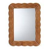 Acantha Modern Walnut Brown Scallop-framed Accent Mirror