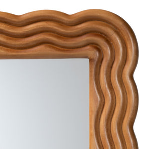 Baxton Studio Baxton Studio Acantha Bohemian Walnut Brown Scallop Accent Mirror - Elegant Wall Decor Piece JY23A380-Mirror