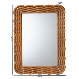 Baxton Studio Baxton Studio Acantha Bohemian Walnut Brown Scallop Accent Mirror - Elegant Wall Decor Piece JY23A380-Mirror