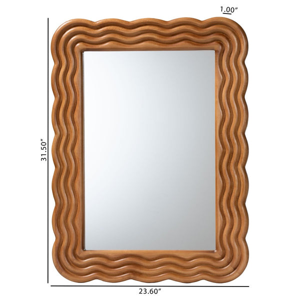 Baxton Studio Baxton Studio Acantha Bohemian Walnut Brown Scallop Accent Mirror - Elegant Wall Decor Piece JY23A380-Mirror